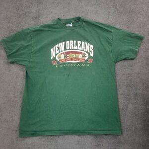 Vintage 90s NEW ORLEANS t-shit green size XL Louisiana single stitch
